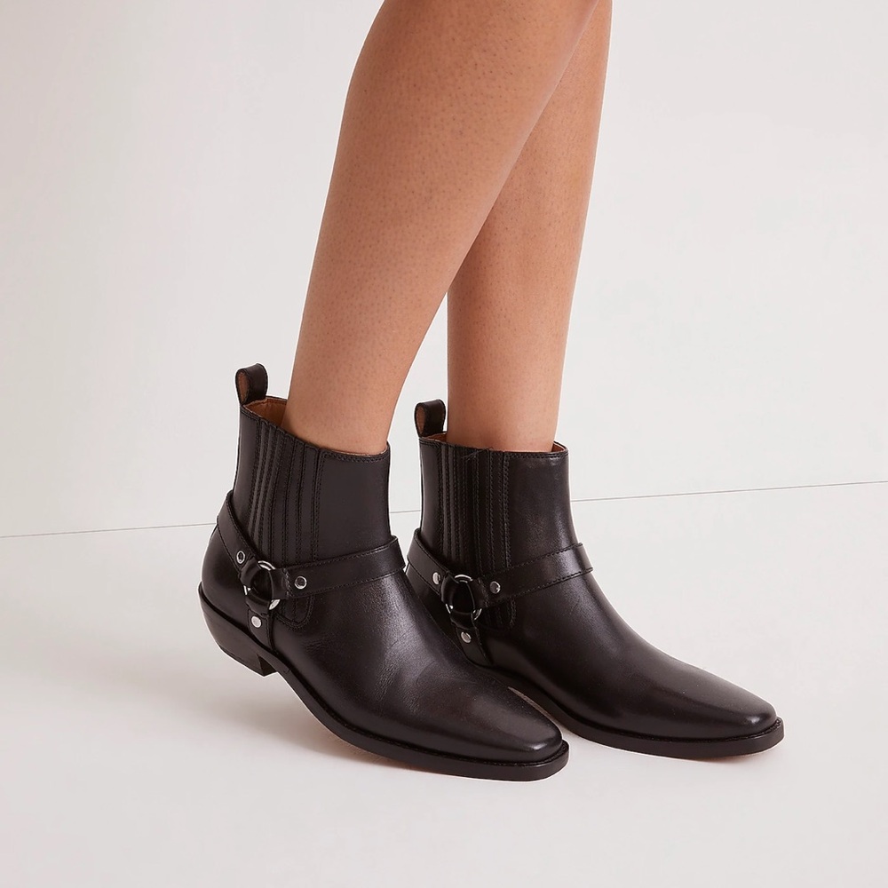 MADEWELL GENUINE LEATHER  WESTERN MOTO ANKLE BOOTS